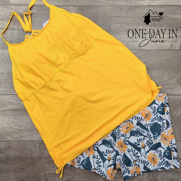 Yonique Plus Size Boyshort Tankini Swimsuit Size 18W - Picture 3 of 6